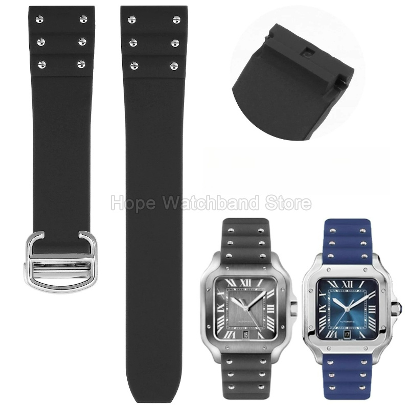 21mm 特殊フラットインターフェースシリコン製時計アクセサ - Cartier Watch Santos のレビューと価格