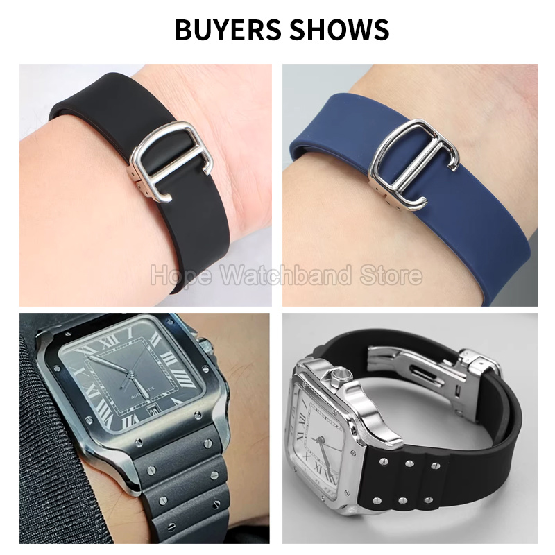 21mm 特殊フラットインターフェースシリコン製時計アクセサ - Cartier Watch Santos のレビューと価格
