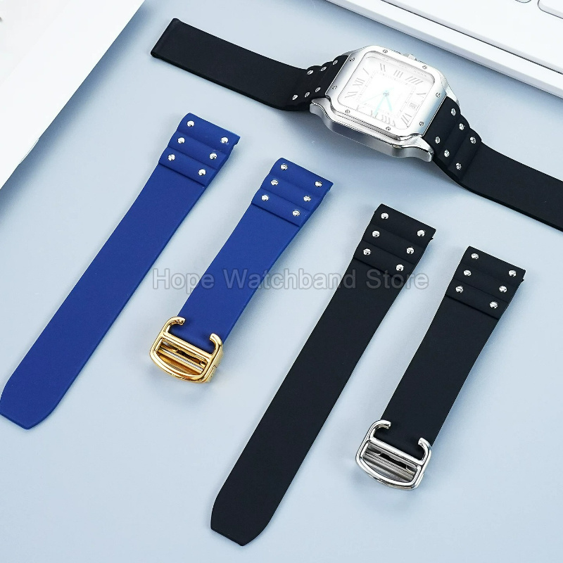 21mm 特殊フラットインターフェースシリコン製時計アクセサ - Cartier Watch Santos のレビューと価格