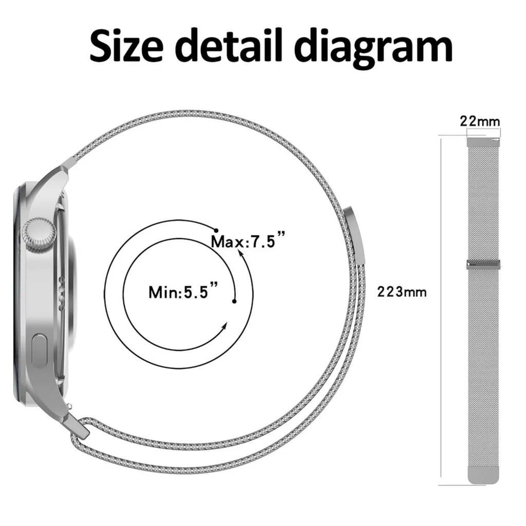 スマートウォッチ用 20mm/22mm ミラネーゼループ マ - Milanese Loop Magnetic のレビューと価格